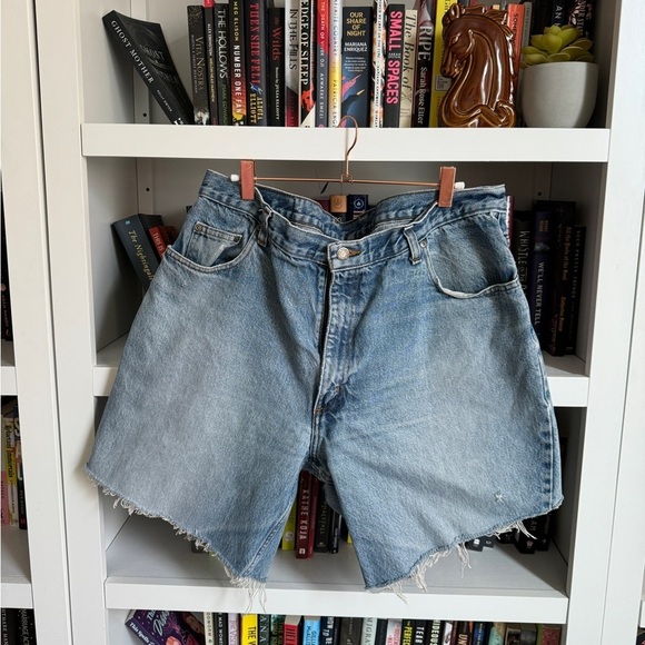 Vintage light wash cut off distressed denim jeans shorts retro custom - Picture 1 of 5